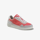 Womens Wo T-Clip Leather and Suede Sneakers | Lacoste Off Wht/Pnk • 06C