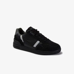 Mens T-Clip Leather and Suede Sneakers | Lacoste Black / Grey • 237