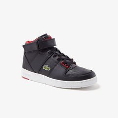 Mens Tramline Mid Leather Sneakers | Lacoste Black/Red • 1B5