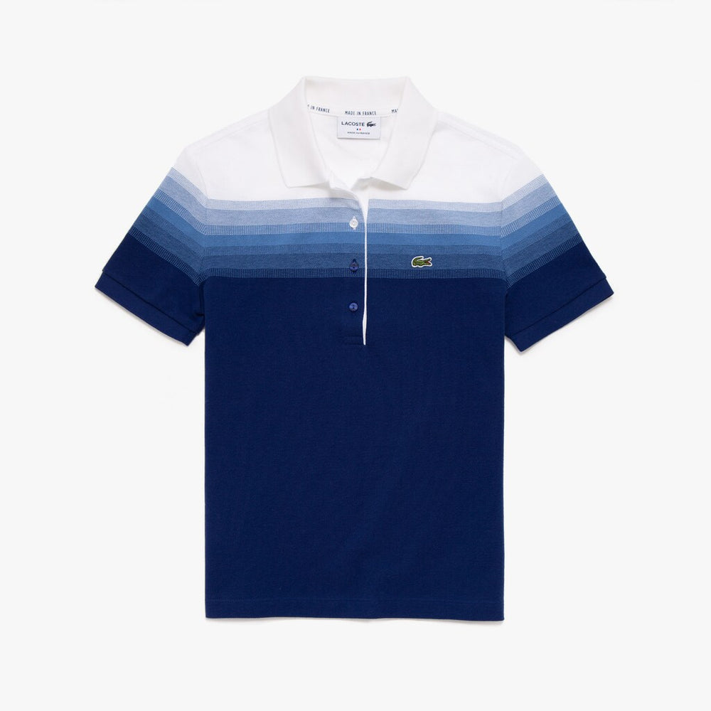 Womens Wo Made in France Organic Cotton Piqué Polo Shirt | Lacoste Navy Blue / Blue / White • Kgn