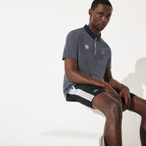 Mens SPORT Roland Garros Print Cotton Polo Shirt | Lacoste Navy Blue / White / Green • Mn3