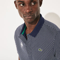 Mens SPORT Roland Garros Print Cotton Polo Shirt | Lacoste Navy Blue / White / Green • Mn3