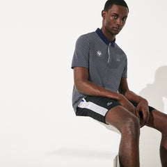 Mens SPORT Roland Garros Print Cotton Polo Shirt | Lacoste Navy Blue / White / Green • Mn3