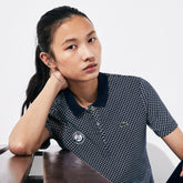 Womens Wo SPORT Roland Garros Printed Cotton Polo Shirt | Lacoste Navy Blue / White / Green • Mn3