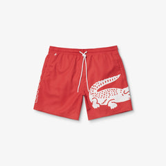 Mens Oversized Crocodile Print Light Quick-Dry Swim Shorts | Lacoste Red • 240