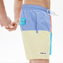 Mens Colorblock Quick-Dry Swim Shorts | Lacoste Purple / Yellow / Pink / Turquoise • Tcb