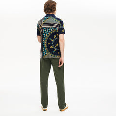 Mens LIVE Scarf-Print Cotton Piqué Polo Shirt | Lacoste Navy Blue / White • Qrn