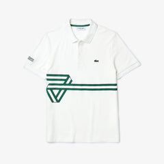 Mens Stripe Print Polo Shirt | Lacoste White • 70V
