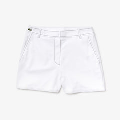Womens Wo Made in France Contrast Stitching Shorts | Lacoste White / Navy Blue • 522
