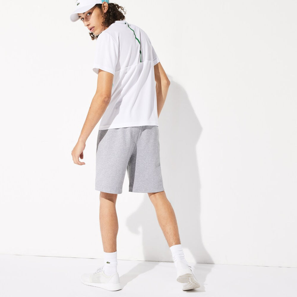 Mens SPORT Roland Garros Cotton Fleece Shorts | Lacoste Grey Chine / Navy Blue / White • 5Kc