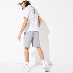 Mens SPORT Roland Garros Cotton Fleece Shorts | Lacoste Grey Chine / Navy Blue / White • 5Kc