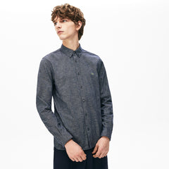 Mens Checkered Cotton Shirt | Lacoste Navy Blue • 166