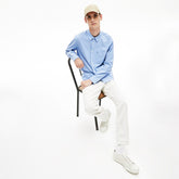 Mens Regular Fit Cotton and Silk Shirt | Lacoste Light Blue / White • 1Zz