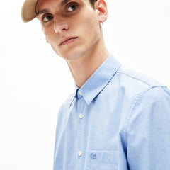 Mens Regular Fit Cotton and Silk Shirt | Lacoste Light Blue / White • 1Zz