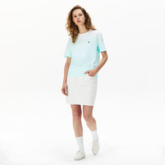 Womens Wo Made in France Crew Neck Organic Cotton T-shirt | Lacoste Turquoise / Light Green / White • Kj4