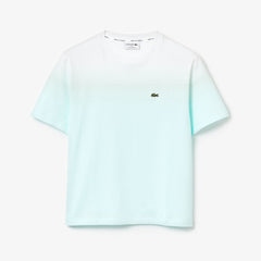 Womens Wo Made in France Crew Neck Organic Cotton T-shirt | Lacoste Turquoise / Light Green / White • Kj4