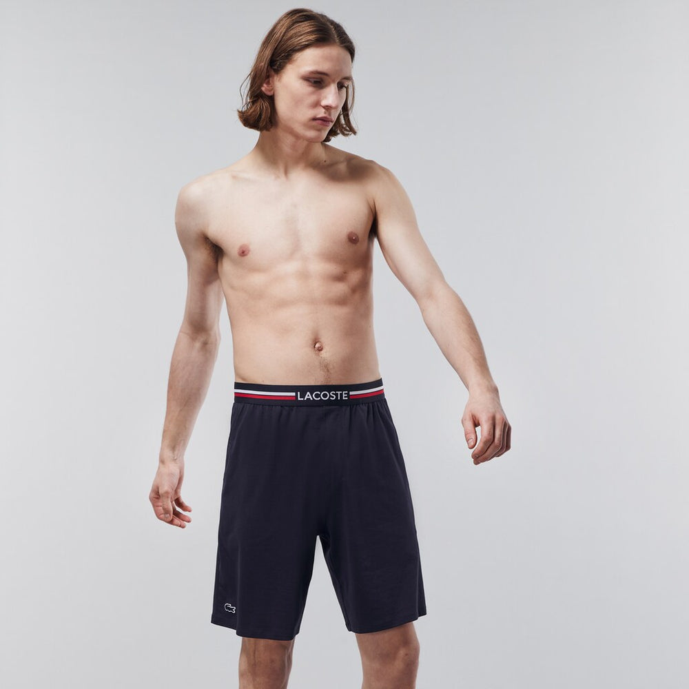 Mens Striped-Waist Long Boxer Briefs | Lacoste Navy Blue • 166