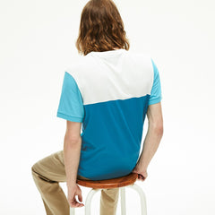 Mens Colorblock Regular Fit Cotton Jersey T-shirt | Lacoste Blue / White / Turquoise • Tyh