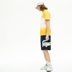 Mens Oversized Crocodile Print Cotton Fleece Bermudas | Lacoste Navy Blue • 166