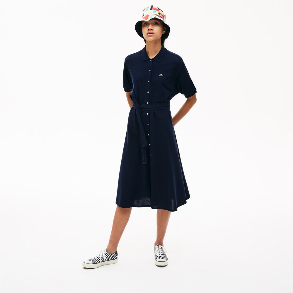 Womens Wo Cotton Piqué Belted Polo Dress | Lacoste Navy Blue • 166