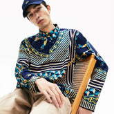 Mens LIVE Relaxed Fit Scarf-Print Shirt | Lacoste Navy Blue / White • Qrn