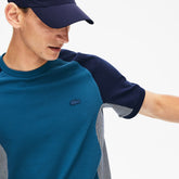 Mens Motion Regular Fit Colorblock Cotton-Piqué Performance T-shirt | Lacoste Navy Blue / Grey / Navy Blue • She