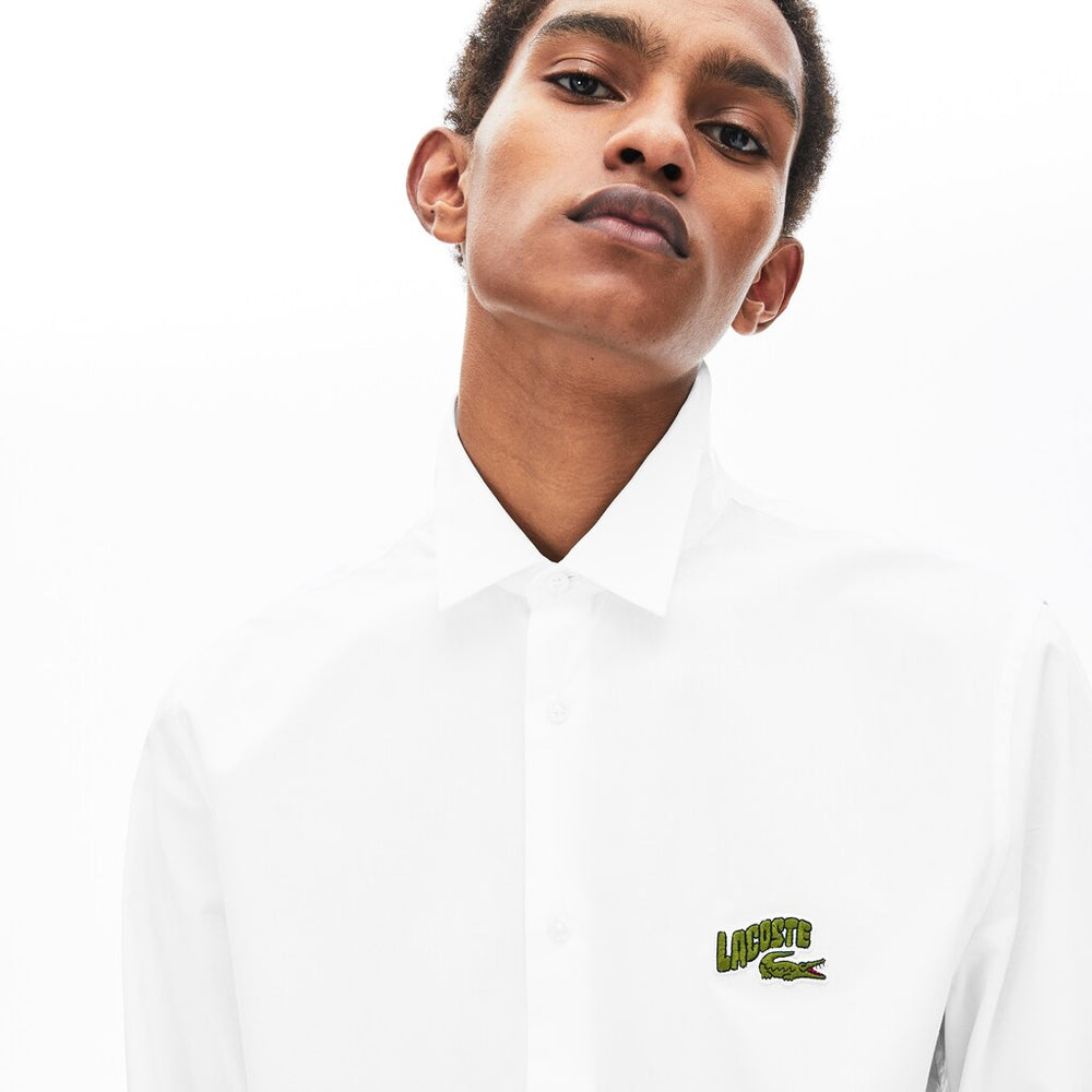Mens Regular Fit Badge Logo Shirt | Lacoste White • 001
