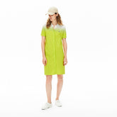 Womens Wo Made in France Cotton Piqué Polo Dress | Lacoste Flashy Yellow / White • W8G
