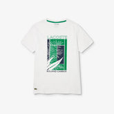 Mens SPORT Roland Garros Plant Print T-shirt | Lacoste White / Green / Navy Blue • Dg9