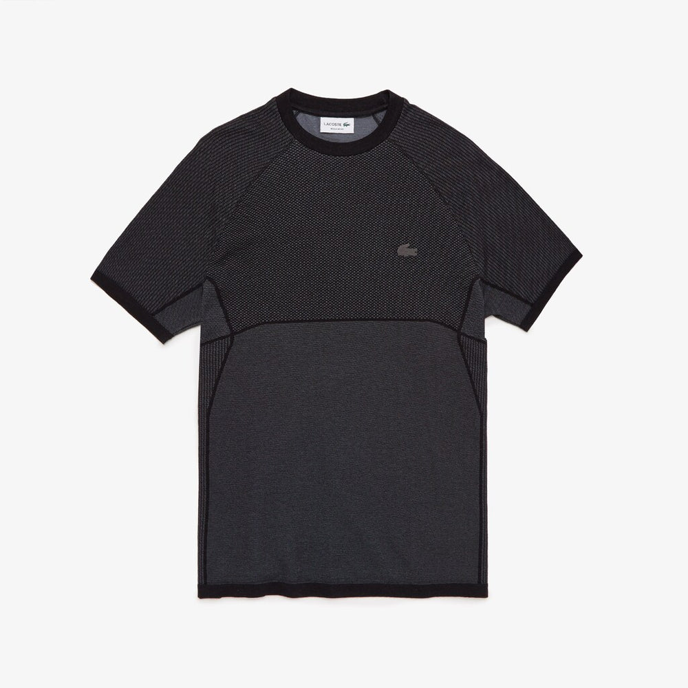 Mens MOTION Regular Fit Jacquard T-shirt | Lacoste Black / Grey • Pl5