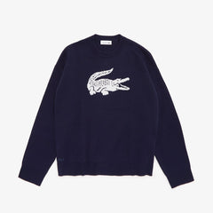 Womens Wo Oversized Logo Cotton Stretch Sweater | Lacoste Black/White • Hhw