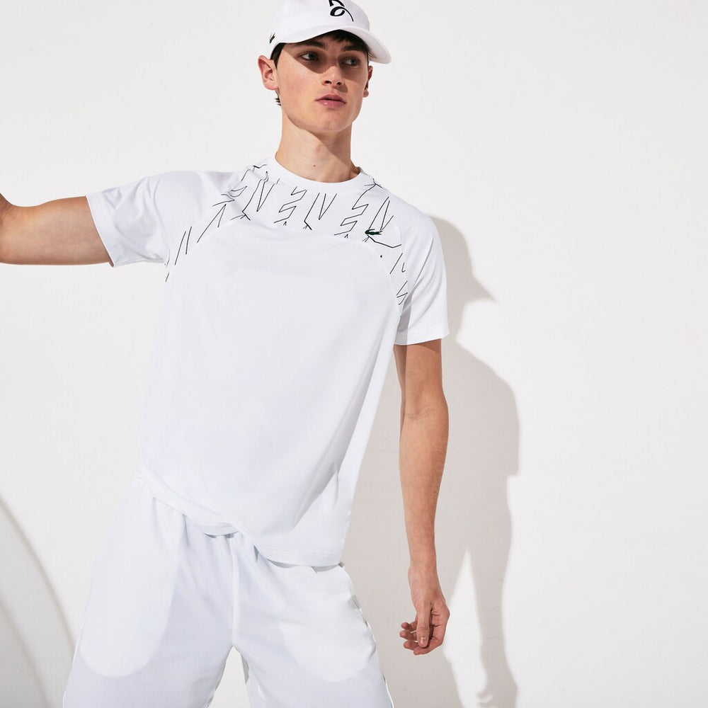 Mens SPORT x Novak Djokovic Breathable Ultra-Light T-Shirt | Lacoste White / Navy Blue • 522