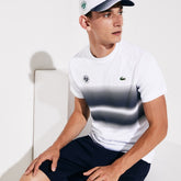 Mens SPORT Roland Garros Breathable Ombré T-Shirt | Lacoste White / Navy Blue • Aj0