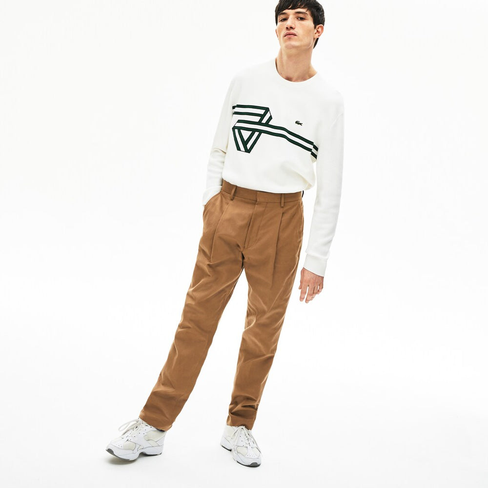 Mens Pleated Cotton-Linen Chinos | Lacoste Brown • Z0W
