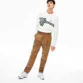 Mens Pleated Cotton-Linen Chinos | Lacoste Brown • Z0W