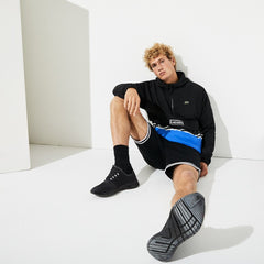 Mens SPORT Striped Water-Resistant Windbreaker | Lacoste Black / Blue / White • Lb9