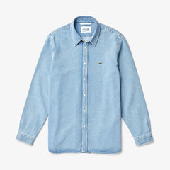 Mens Snap Button Denim Shirt | Lacoste Blue • Uex