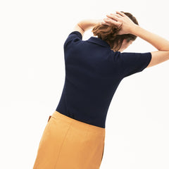 Womens Wo Buttoned Polo Collar Sweater | Lacoste Navy Blue • 166