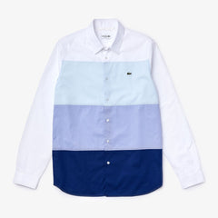 Mens Regular Fit Colorblock Cotton Shirt | Lacoste Navy Blue / Purple / Light Blue / White • Ndj