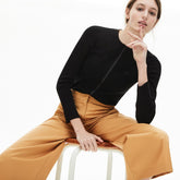 Womens Wo Full Zip Crew Neck Cardigan | Lacoste Black • 031