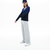 Womens Wo Colorblock Cotton V-neck Sweater | Lacoste Navy Blue • L6L