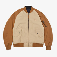 Mens BiColor Reversible Lightweight Bomber | Lacoste Beige / Brown / Navy Blue • Rhl