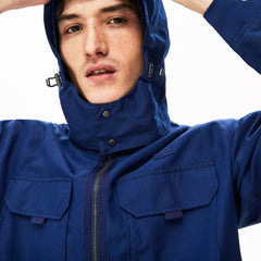 Mens Lightweight Detachable-Hood Jacket | Lacoste Navy Blue • F9F