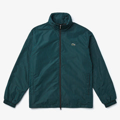 Mens LIVE Lightweight Striped Zip-Up Jacket | Lacoste Black / Green • Rwl
