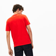 Mens Reflective Logo Motion Regular Fit Cotton T-shirt | Lacoste Red • S5H