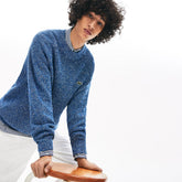 Mens LIVE Ribbed Heathered Cotton Crewneck Sweater | Lacoste Navy Blue / White • Ha7