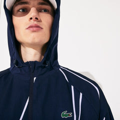Mens SPORT French Open Hooded Zip Jacket | Lacoste Navy Blue / White • 525
