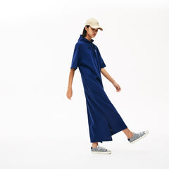 Womens Wo Oversized Hooded Organic Cotton Piqué Polo Dress | Lacoste Navy Blue • F9F