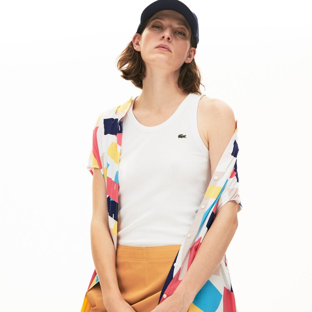 Womens Wo Sleeveless Scoopneck Top | Lacoste White • 001
