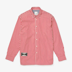 Mens/Womens Unisex LIVE Boxy-Fit Striped Cotton Shirt | Lacoste White / Red • Xg4